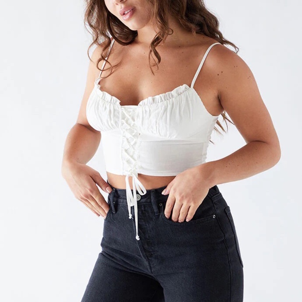 LA Hearts Lace-Up Corset Tank top